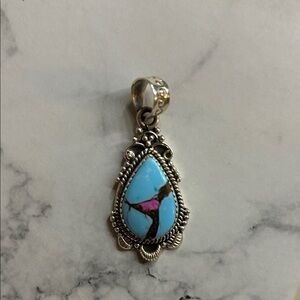 Cotton Candy Turquoise 925 Sterling Silver Pendant